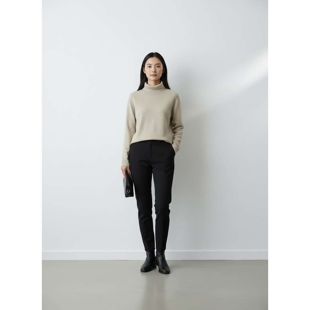 County Clothing Company Turtleneck XL Taupe Silk Blend Fine Knit Quiet Luxury